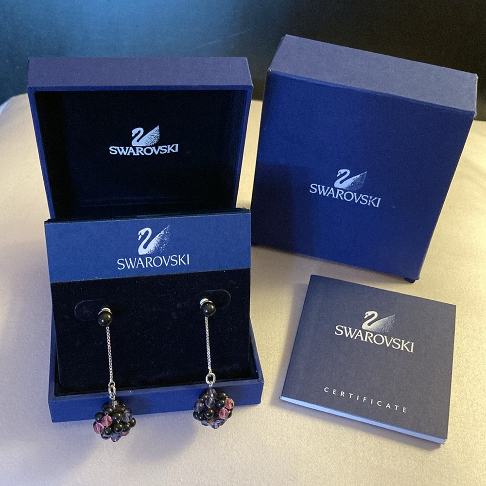 NWOT - Authentic Swarovski Crystal Ball Drop Purple Earrings*